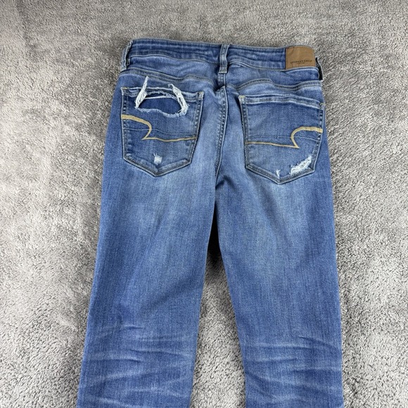 American Eagle Jeans‎ Womens 2 R Blue Super Stretch X Hi Rise Jegging Distressed - Picture 13 of 14